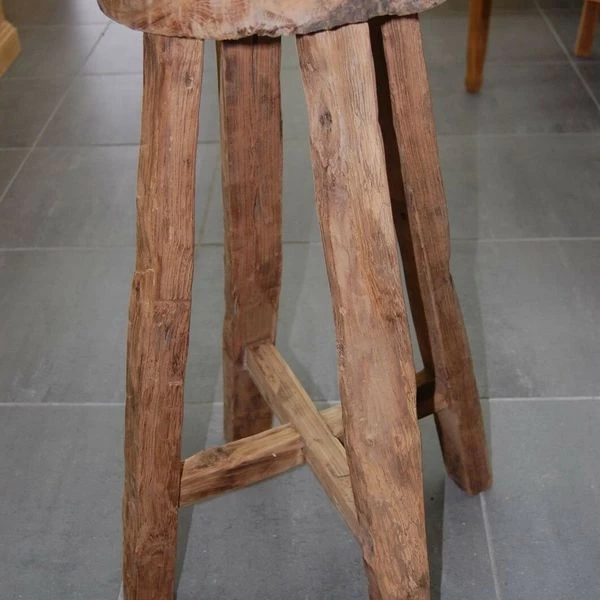 Teakholz Teak Holz Massiv Barhocker Rund Semar Aus Einer Echten Teakholz Wurzel