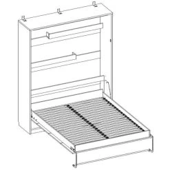 Schrankbett Wandbett Klappbett Vertikal MD 160x200 + 2 Schränke Weiß / Eiche Lancelot -Möbelhaus 496444807
