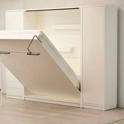 Schrankbett Wandbett Klappbett Vertikal MD 160x200 + 2 Schränke Weiß / Eiche Lancelot -Möbelhaus 496447175