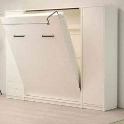 Schrankbett Wandbett Klappbett Vertikal MD 160x200 + 2 Schränke Weiß / Eiche Lancelot -Möbelhaus 496447183