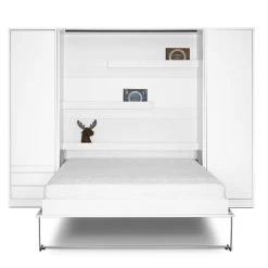 Schrankbett Wandbett Klappbett Vertikal MD 160x200 + 2 Schränke Weiß / Eiche Lancelot -Möbelhaus 496447187