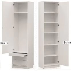 Schrankbett Wandbett Klappbett Vertikal MD 160x200 + 2 Schränke Weiß / Eiche Lancelot -Möbelhaus 496462057