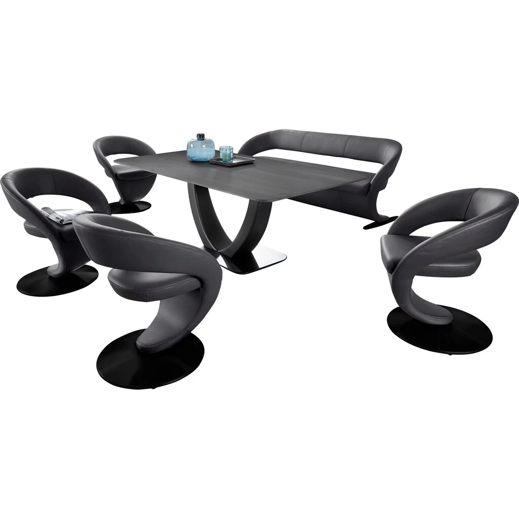 K+W Komfort & Wohnen Essgruppe »Wave«, (Set), 4 Design-Drehstühlen Und Tisch In 180x90cm, Tischplatte Wildeiche 4 K+W Komfort & Wohnen Essgruppe »Wave«, (Set), 4 Design-Drehstühlen Und Tisch In 180x90cm, Tischplatte Wildeiche – Bild 2