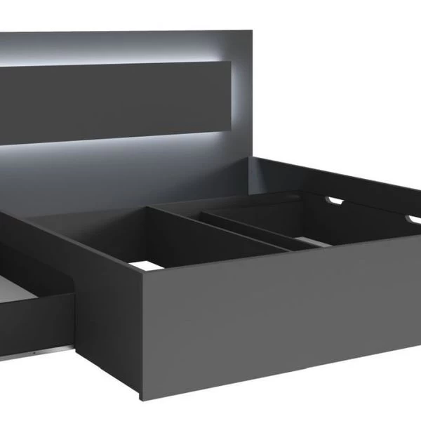 Komplett Schlafzimmer Set Finyo Mit LED Bett, Schrank Mit Spiegel, 2 X Nako 4 Komplett Schlafzimmer Set Finyo Mit LED Bett, Schrank Mit Spiegel, 2 X Nako – Bild 2