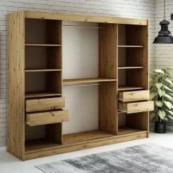 Kleiderschrank, Schiebetürenschrank LETO V2 250 Cm Mit Kleiderstange Und Spiegel -Möbelhaus 501554479
