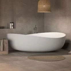 Freistehende Badewanne 180 Gussmarmor Mineralguss Solid Surface Standbadewanne Matt