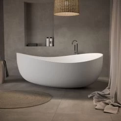 Freistehende Badewanne 180 Gussmarmor Mineralguss Solid Surface Standbadewanne Matt -Möbelhaus 506507712