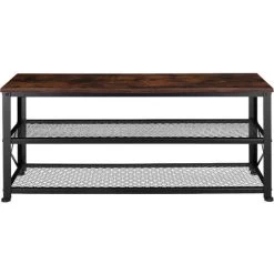 Schuhregal Blackpool 101x30,5x45,5cm - Schuhregal Mit Gitterablagen, Schuhablage, Schuhbank - Industrial Dunkelbraun -Möbelhaus 50760012 3