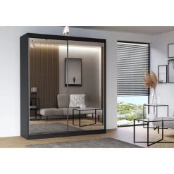 Kleiderschrank Schrank Schiebetürenschrank Garderobe Mit Spiegel 200 Cm MULTI 20 -Möbelhaus 507948366