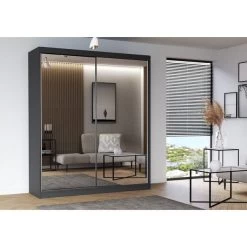 Kleiderschrank Schrank Schiebetürenschrank Garderobe Mit Spiegel 200 Cm MULTI 20 -Möbelhaus 507948369