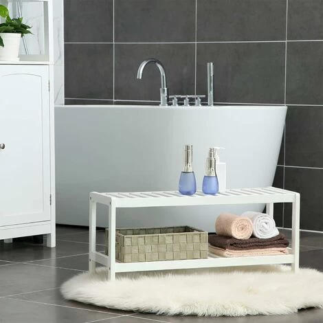 Songmics Schuhregal Aus Bambus, Schuhablage Mit 2 Ebenen, Schuh-Organizer, Regal Für Schuhe, Pflanzen, Bücher, Wohnzimmer, Flur, Schlafzimmer, Badezimmer, 70 X 26 X 33 Cm, Weiß LBS02WT 5 Songmics Schuhregal Aus Bambus, Schuhablage Mit 2 Ebenen, Schuh-Organizer, Regal Für Schuhe, Pflanzen, Bücher, Wohnzimmer, Flur, Schlafzimmer, Badezimmer, 70 X 26 X 33 Cm, Weiß LBS02WT – Bild 3