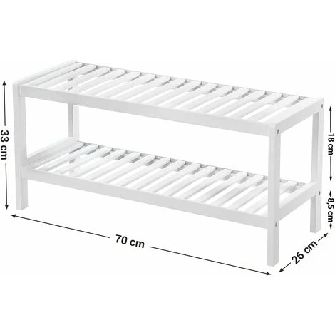 Songmics Schuhregal Aus Bambus, Schuhablage Mit 2 Ebenen, Schuh-Organizer, Regal Für Schuhe, Pflanzen, Bücher, Wohnzimmer, Flur, Schlafzimmer, Badezimmer, 70 X 26 X 33 Cm, Weiß LBS02WT 7 Songmics Schuhregal Aus Bambus, Schuhablage Mit 2 Ebenen, Schuh-Organizer, Regal Für Schuhe, Pflanzen, Bücher, Wohnzimmer, Flur, Schlafzimmer, Badezimmer, 70 X 26 X 33 Cm, Weiß LBS02WT – Bild 5