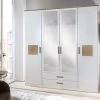 Drehtürenschrank Kleiderschrank Schrank Weiß Mit Spiegel 180 Cm