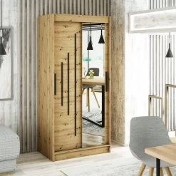 Kleiderschrank, Schiebetürenschrank Schlafzimmer, Schrank Mit Spiegel BRENT Y2 100 Cm -Möbelhaus 510022948