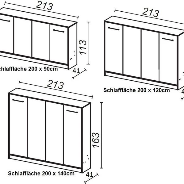 Schrankbett Wandbett Klappbett Horizontal HB 140x200 Eiche Lancelot & Schwarz Kommode 11 Schrankbett Wandbett Klappbett Horizontal HB 140x200 Eiche Lancelot & Schwarz Kommode – Bild 9