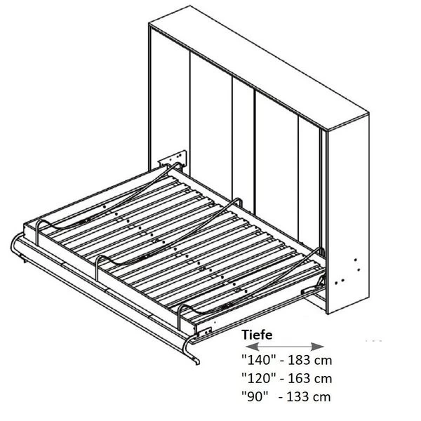 Schrankbett Wandbett Klappbett Horizontal HB 140x200 Eiche Lancelot & Schwarz Kommode 12 Schrankbett Wandbett Klappbett Horizontal HB 140x200 Eiche Lancelot & Schwarz Kommode – Bild 10