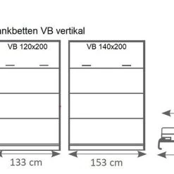 Schrankbett Wandbett Klappbett Vertikal VB 140 X 200 Weiß Eiche Lancelot Auswahl -Möbelhaus 512482735
