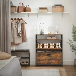 VASAGLE Schuhschrank Mit 2 Klappen, Schuhregal, Schuhkipper, Schuhkommode Mit 2 Fächern, Schuhablagen, Im Flur, Für 10-16 Paar Schuhe, Platzsparend, 80 X 30 X 95 Cm, Vintagebraun-schwarz Von SONGMICS 9 VASAGLE Schuhschrank Mit 2 Klappen, Schuhregal, Schuhkipper, Schuhkommode Mit 2 Fächern, Schuhablagen, Im Flur, Für 10-16 Paar Schuhe, Platzsparend, 80 X 30 X 95 Cm, Vintagebraun-schwarz Von SONGMICS -Möbelhaus 51282427 3