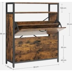 VASAGLE Schuhschrank Mit 2 Klappen, Schuhregal, Schuhkipper, Schuhkommode Mit 2 Fächern, Schuhablagen, Im Flur, Für 10-16 Paar Schuhe, Platzsparend, 80 X 30 X 95 Cm, Vintagebraun-schwarz Von SONGMICS 11 VASAGLE Schuhschrank Mit 2 Klappen, Schuhregal, Schuhkipper, Schuhkommode Mit 2 Fächern, Schuhablagen, Im Flur, Für 10-16 Paar Schuhe, Platzsparend, 80 X 30 X 95 Cm, Vintagebraun-schwarz Von SONGMICS -Möbelhaus 51282427 5