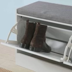 SoBuy FSR62-W Sitzkommode Schuhkipper Mit Sitzfläche Schuhtruhe 2 Klappen Mit Schuhfach Landhausstil Weiß BHT Ca.: 97x46x30cm 10 SoBuy FSR62-W Sitzkommode Schuhkipper Mit Sitzfläche Schuhtruhe 2 Klappen Mit Schuhfach Landhausstil Weiß BHT Ca.: 97x46x30cm -Möbelhaus 51327328 4