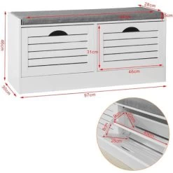 SoBuy FSR62-W Sitzkommode Schuhkipper Mit Sitzfläche Schuhtruhe 2 Klappen Mit Schuhfach Landhausstil Weiß BHT Ca.: 97x46x30cm 11 SoBuy FSR62-W Sitzkommode Schuhkipper Mit Sitzfläche Schuhtruhe 2 Klappen Mit Schuhfach Landhausstil Weiß BHT Ca.: 97x46x30cm -Möbelhaus 51327328 5