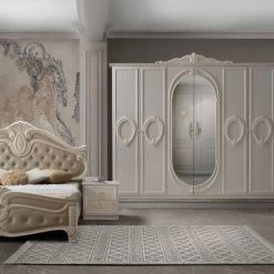 Schlafzimmer Set Nora In Weiß / Beige Barock Design