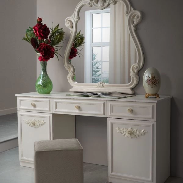 Schlafzimmer Set Nora In Weiß / Beige Barock Design 10 Schlafzimmer Set Nora In Weiß / Beige Barock Design – Bild 8