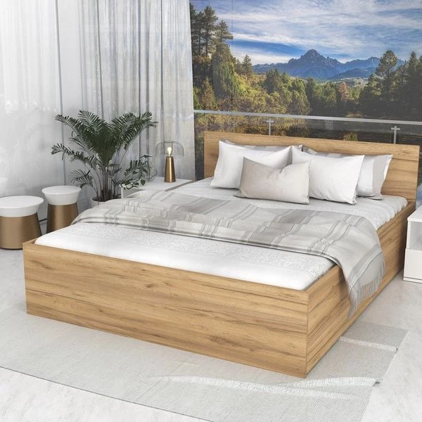 Bett Mit Lattenrost Jugendbett Doppelbett Mit/ Ohne Matratze Bettkasten Eiche 10 Bett Mit Lattenrost Jugendbett Doppelbett Mit/ Ohne Matratze Bettkasten Eiche – Bild 8