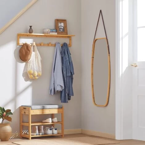 SoBuy FHK06-N Flurgarderobe Badregal Wandgarderobe Mit 6 Haken Und Ablage Handtuchhalter Aus Bambus BHT Ca: 90x16,5x12,5cm 5 SoBuy FHK06-N Flurgarderobe Badregal Wandgarderobe Mit 6 Haken Und Ablage Handtuchhalter Aus Bambus BHT Ca: 90x16,5x12,5cm – Bild 3