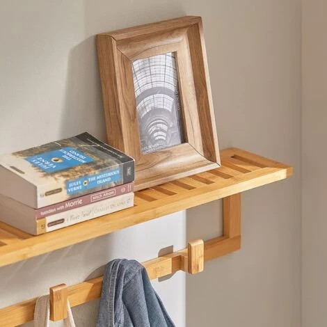 SoBuy FHK06-N Flurgarderobe Badregal Wandgarderobe Mit 6 Haken Und Ablage Handtuchhalter Aus Bambus BHT Ca: 90x16,5x12,5cm 6 SoBuy FHK06-N Flurgarderobe Badregal Wandgarderobe Mit 6 Haken Und Ablage Handtuchhalter Aus Bambus BHT Ca: 90x16,5x12,5cm – Bild 4