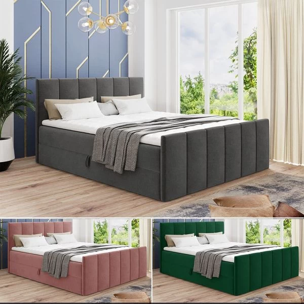 Boxspringbett STAR LUX + 2 Bettkästen, Polsterbett Mit Bonell-Matratze + Topper, Bett 3 Boxspringbett STAR LUX + 2 Bettkästen, Polsterbett Mit Bonell-Matratze + Topper, Bett