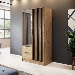 Kleiderschrank Mit Lamellen NOE Mit Garderobenschrank, Schubladen, 2-türig Schrank 24 Kleiderschrank Mit Lamellen NOE Mit Garderobenschrank, Schubladen, 2-türig Schrank -Möbelhaus 529515927