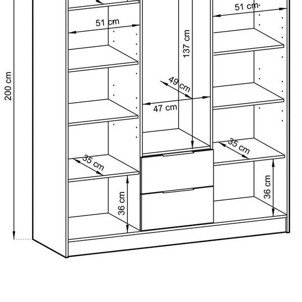 Kleiderschrank Mit Lamellen NOE Mit Garderobenschrank, Schubladen, 2-türig Schrank 7 Kleiderschrank Mit Lamellen NOE Mit Garderobenschrank, Schubladen, 2-türig Schrank – Bild 5