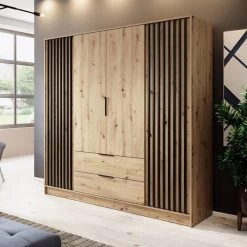 Kleiderschrank Mit Lamellen NOE Mit Garderobenschrank, Schubladen, 2-türig Schrank 32 Kleiderschrank Mit Lamellen NOE Mit Garderobenschrank, Schubladen, 2-türig Schrank -Möbelhaus 529515937