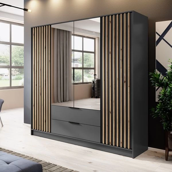 Kleiderschrank Mit Lamellen NOE Mit Garderobenschrank, Schubladen, 2-türig Schrank 16 Kleiderschrank Mit Lamellen NOE Mit Garderobenschrank, Schubladen, 2-türig Schrank – Bild 14