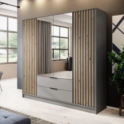 Kleiderschrank Mit Lamellen NOE Mit Garderobenschrank, Schubladen, 2-türig Schrank 41 Kleiderschrank Mit Lamellen NOE Mit Garderobenschrank, Schubladen, 2-türig Schrank -Möbelhaus 529515977