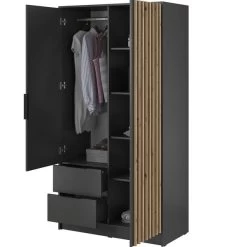 Kleiderschrank Mit Lamellen NOE Mit Garderobenschrank, Schubladen, 2-türig Schrank 31 Kleiderschrank Mit Lamellen NOE Mit Garderobenschrank, Schubladen, 2-türig Schrank -Möbelhaus 529515989