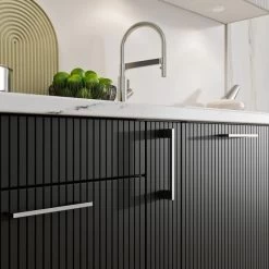 Kate - Moderne Küchenzeile Einbauküche Mit Geriffelten Fronten, 210 Cm, 5-teilig -Möbelhaus 531852356