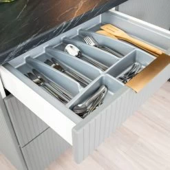 Kate - Moderne Küchenzeile Einbauküche Mit Geriffelten Fronten, 210 Cm, 5-teilig -Möbelhaus 531852622