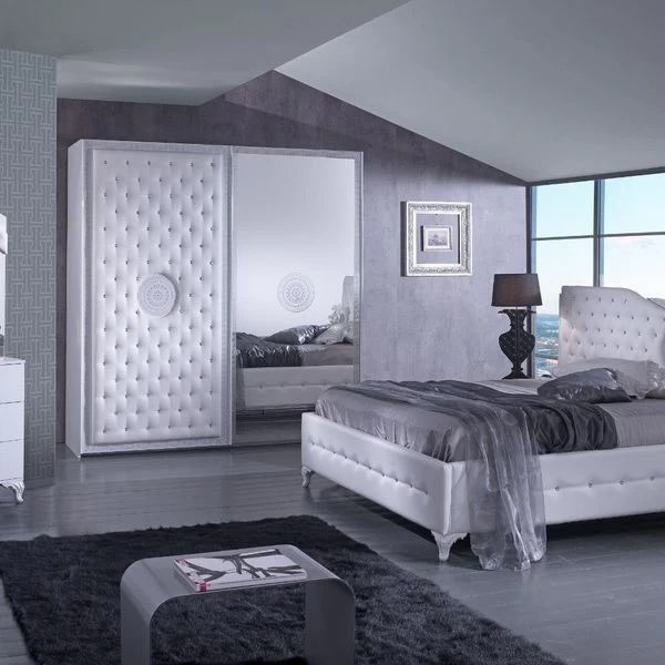 Schlafzimmer Set Antalia Weiß / Silber 3 Schlafzimmer Set Antalia Weiß / Silber