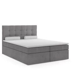 Boxspringbett CINTO Doppelbett 180x200 Grau Topper Montage, Samtstoff H3/ H4 -Möbelhaus 533385392