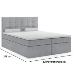 Boxspringbett CINTO Doppelbett 180x200 Grau Topper Montage, Samtstoff H3/ H4 -Möbelhaus 533385398