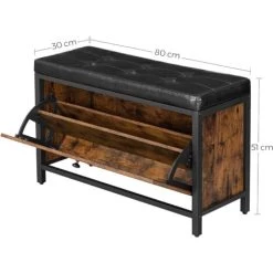 VASAGLE Schuhbank, Gepolsterter Schuhorganizer Mit Klappe, Schuhschrank Für 6 Paar Schuhe, Stahlgestell, Industrie-Design, Vintagebraun-schwarz Von SONGMICS LSB049B01 11 VASAGLE Schuhbank, Gepolsterter Schuhorganizer Mit Klappe, Schuhschrank Für 6 Paar Schuhe, Stahlgestell, Industrie-Design, Vintagebraun-schwarz Von SONGMICS LSB049B01 -Möbelhaus 53439095 5