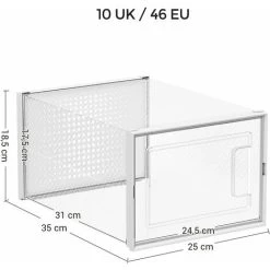 Songmics Schuhboxen, 18er Set, Aufbewahrungsboxen Für Schuhe, Schuh-Organizer, Kunststoffboxen, Faltbar Und Stapelbar, Für Schuhe Bis Größe 46, Transparent-weiß LSP18MWT -Möbelhaus 53439126 5