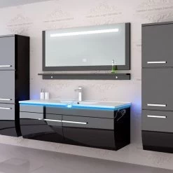 120 Cm Badmöbel Set Weiss Hochglanz LED Badezimmermöbel Komplett Badezimmer 120 Cm . -Möbelhaus 534709814