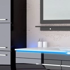 120 Cm Badmöbel Set Weiss Hochglanz LED Badezimmermöbel Komplett Badezimmer 120 Cm . -Möbelhaus 534709820