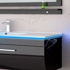 120 Cm Badmöbel Set Weiss Hochglanz LED Badezimmermöbel Komplett Badezimmer 120 Cm . -Möbelhaus 534709821