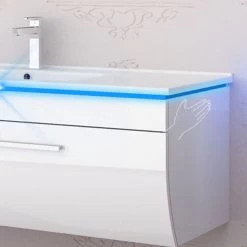 120 Cm Badmöbel Set Weiss Hochglanz LED Badezimmermöbel Komplett Badezimmer 120 Cm . -Möbelhaus 534709845