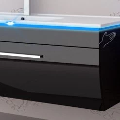 120 Cm Badmöbel Set Schwarz Hochglanz LED Badezimmermöbel Komplett Badezimmer 120 Cm -Möbelhaus 534709968