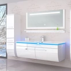 120 Cm Badmöbel Set Schwarz Hochglanz LED Badezimmermöbel Komplett Badezimmer 120 Cm -Möbelhaus 534709971